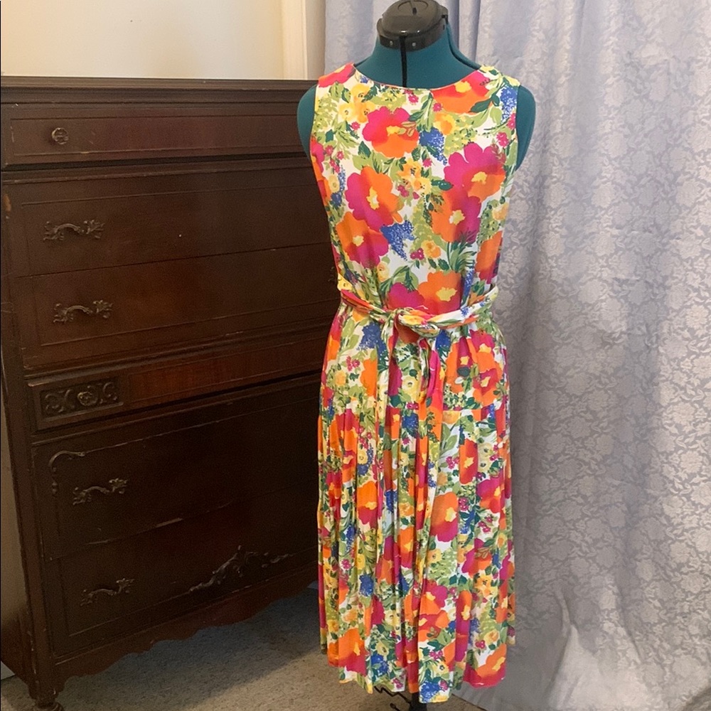 Vintage 1980’s Floral Midi Dropwaist Dress